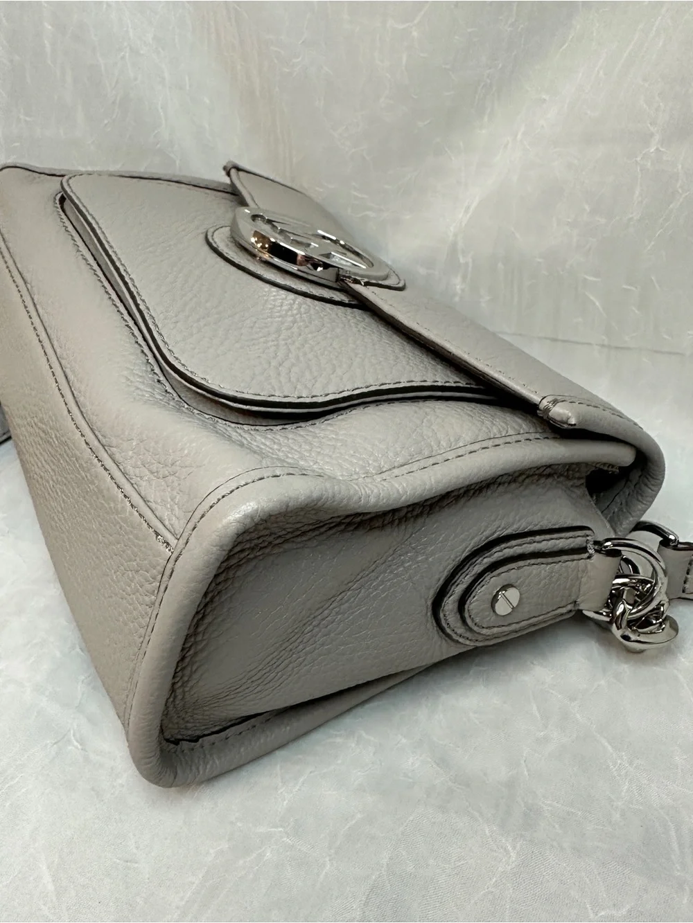 Michael Kors Pebbled Leather Crossbody Bag in Taupe Gray - Picture 10 of 10